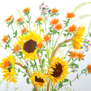 Sunflowers in Purple Splatterware Jug