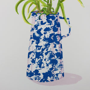 Lilies in Splatterware Jug (Blue)