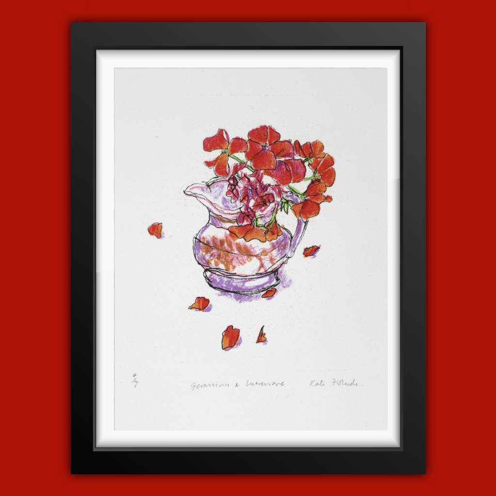 Lustreware Jug with Geraniums